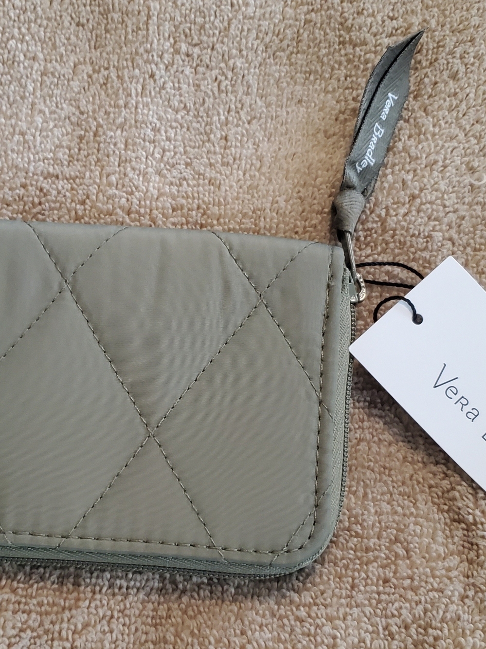Vera Bradley RFID Blocking Ultralight Small Zip-Around Wallet in "Sage,"  NEW!